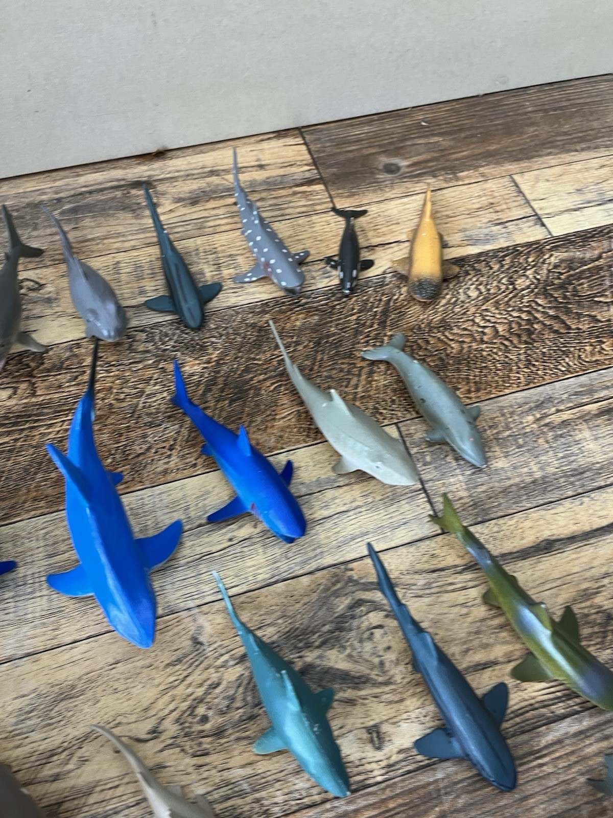 Ocean Animals Plastic Large Lot 60+ Of Sharks Whale Dolphins 10 Inch And Less