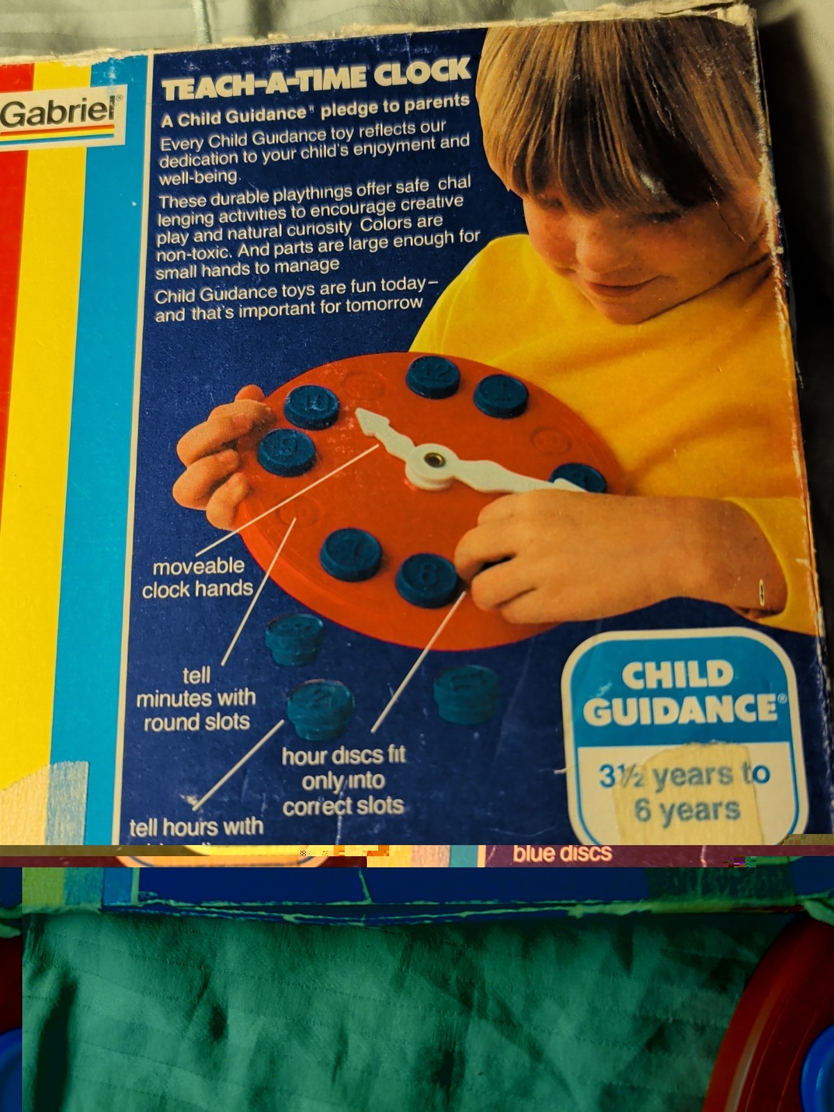 1979 Gabriel Teach-A-Time Puzzle Clock Educational Toy With Box Complete