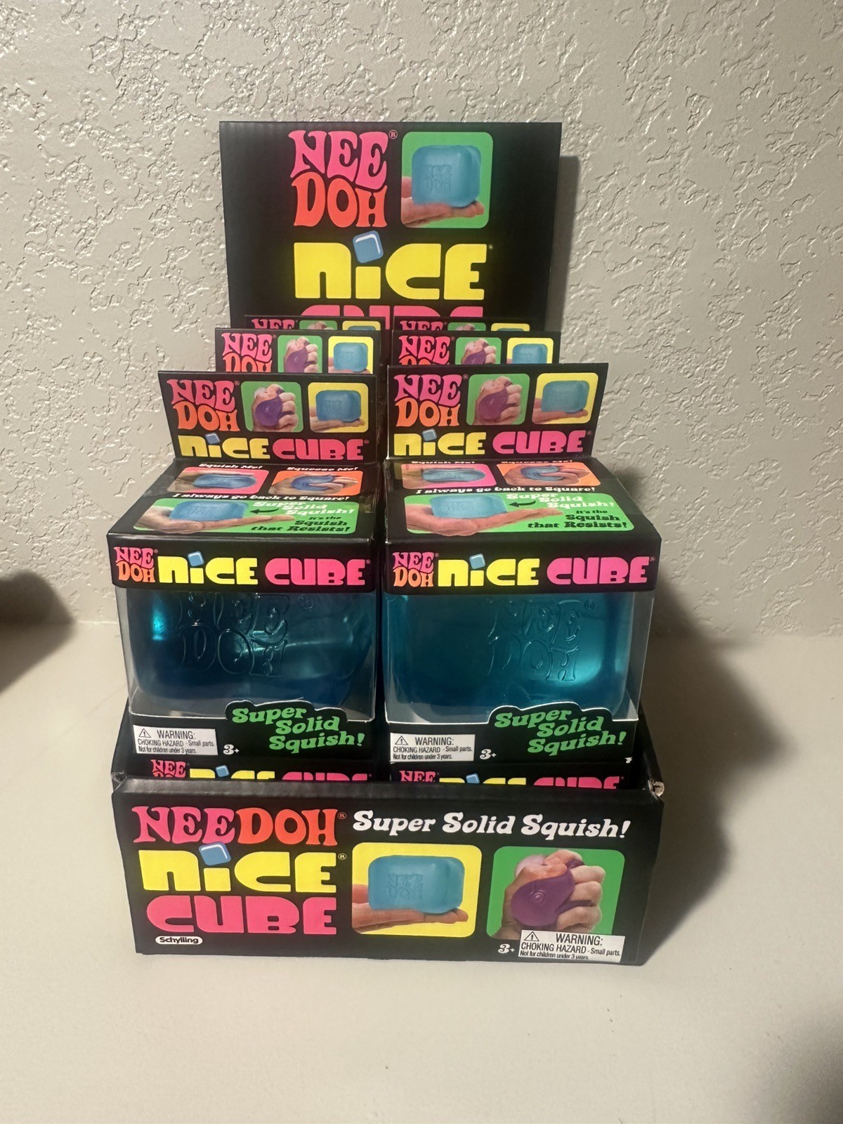 Lot Of (12) Full Case NeeDoh Nice Cube Display All 3 Colors ICE Nee Doh