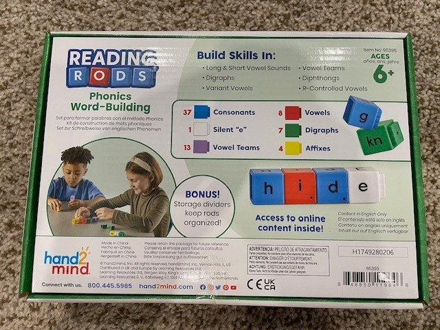 hand2mind Reading Rods Phonics Word-Building & Prefixes/ Suffixes, NEW, hands on