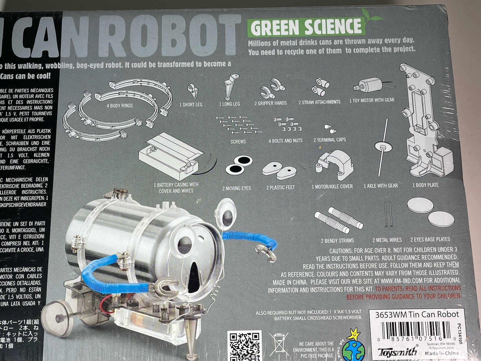 4M Toysmith, KidzRobotix Tin Can Robot, DIY Science Kits STEM Powered Kids NEW