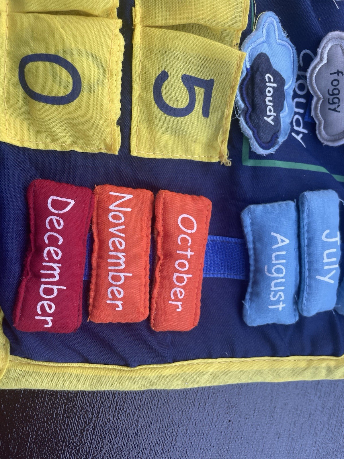 Cloth Pocket Calendar For Kids : Days ~ Months ~ Years ~ Seasons Learning Guide