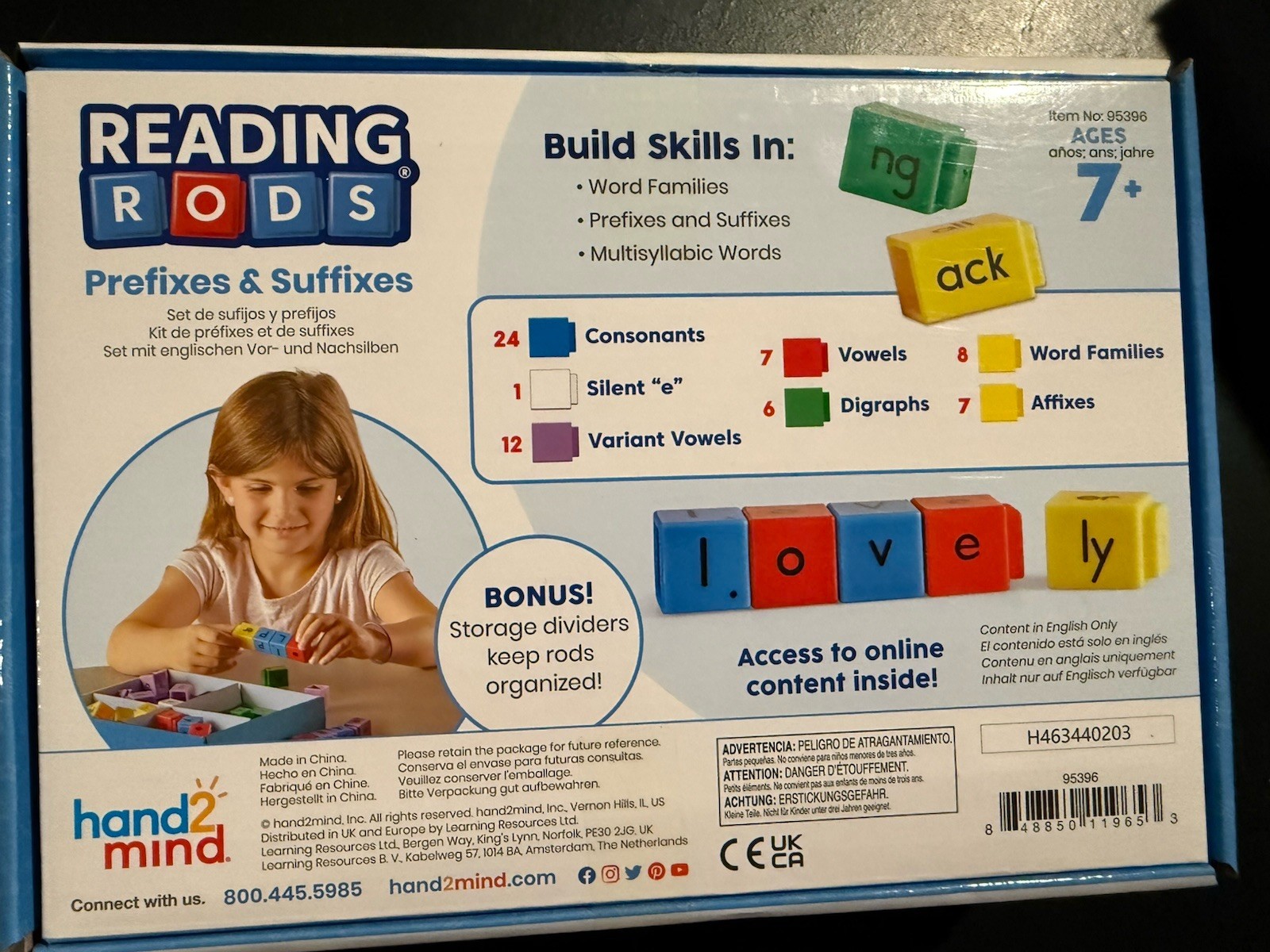 Hand2Mind Reading Rods Prefixes & Suffixes 65 Reading Rods & Activity Guide NEW!