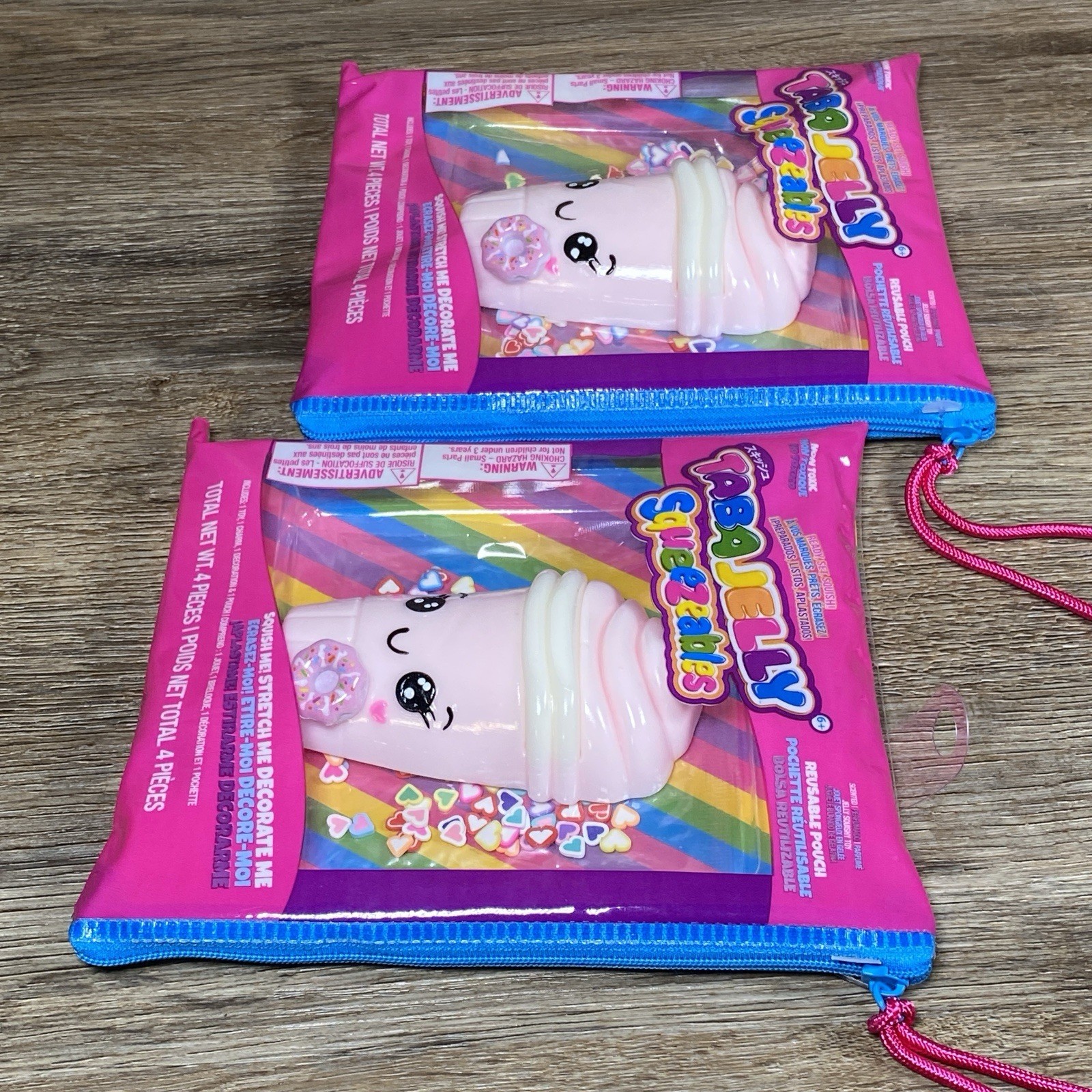 2 Taba Scented Jelly Squeezeables Pink Shake Squishy Squeeze Toy w Pouch DIY NEW