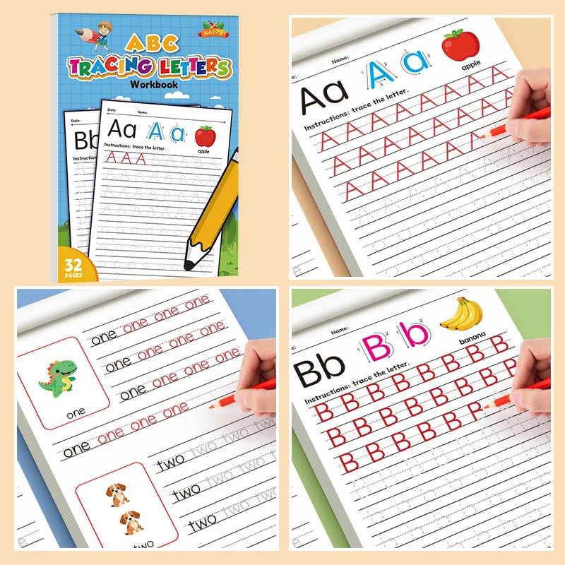 32-Page Kids Handwriting Practice Book English Alphabet Letters Pen Control Toy