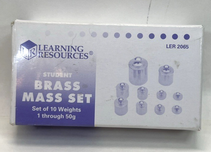 Learning Resources Student Brass Mass Set 10 Weights 1 Thru 50g #LER 2065 VGC