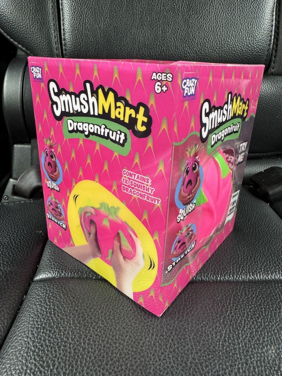 SmushMart Dragonfruit Squishy Tactile Squeeze Toy, Pink/Green