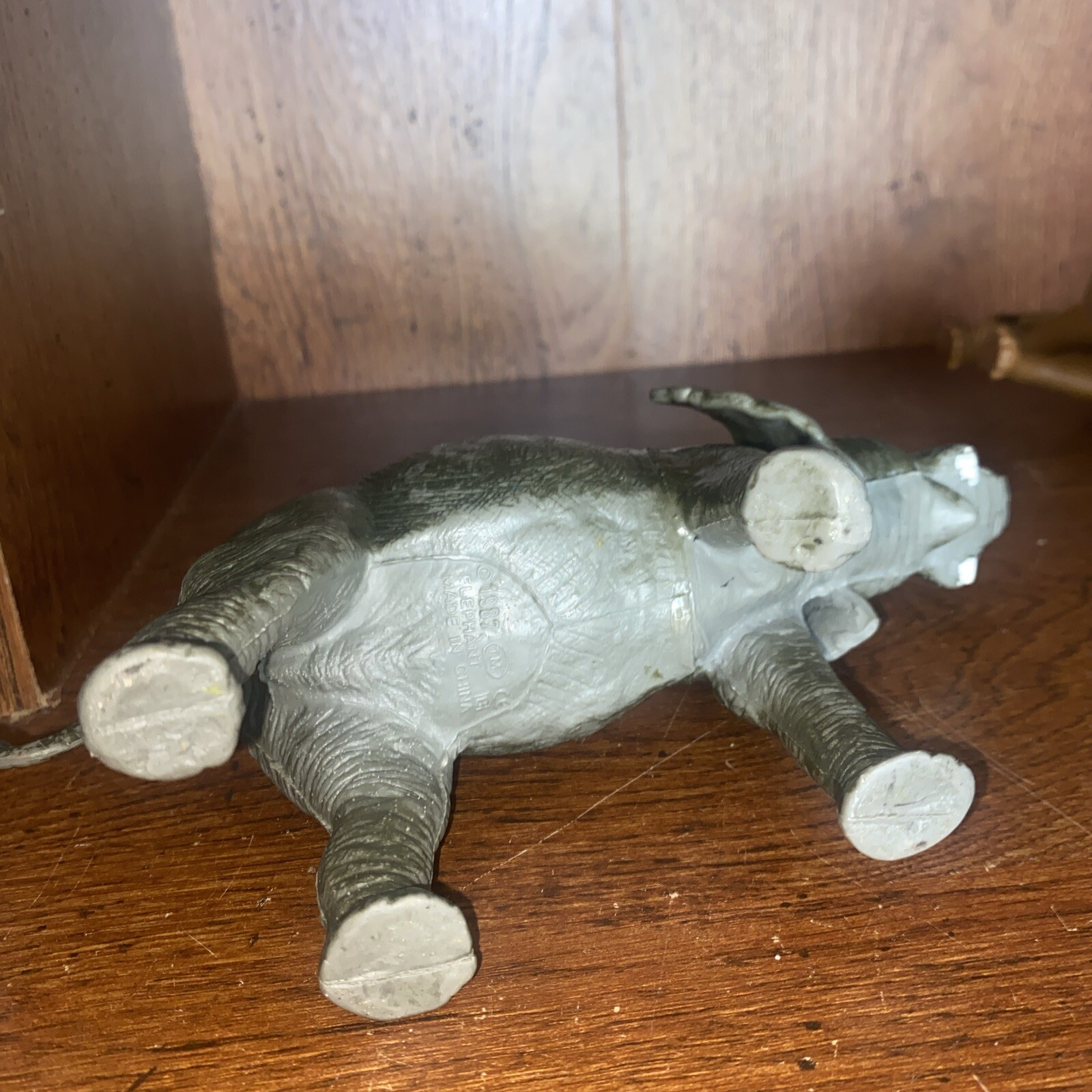 Vintage 1987 Elephant Toy Animal Figure Hard Rubber Made In China 9.5″ Long