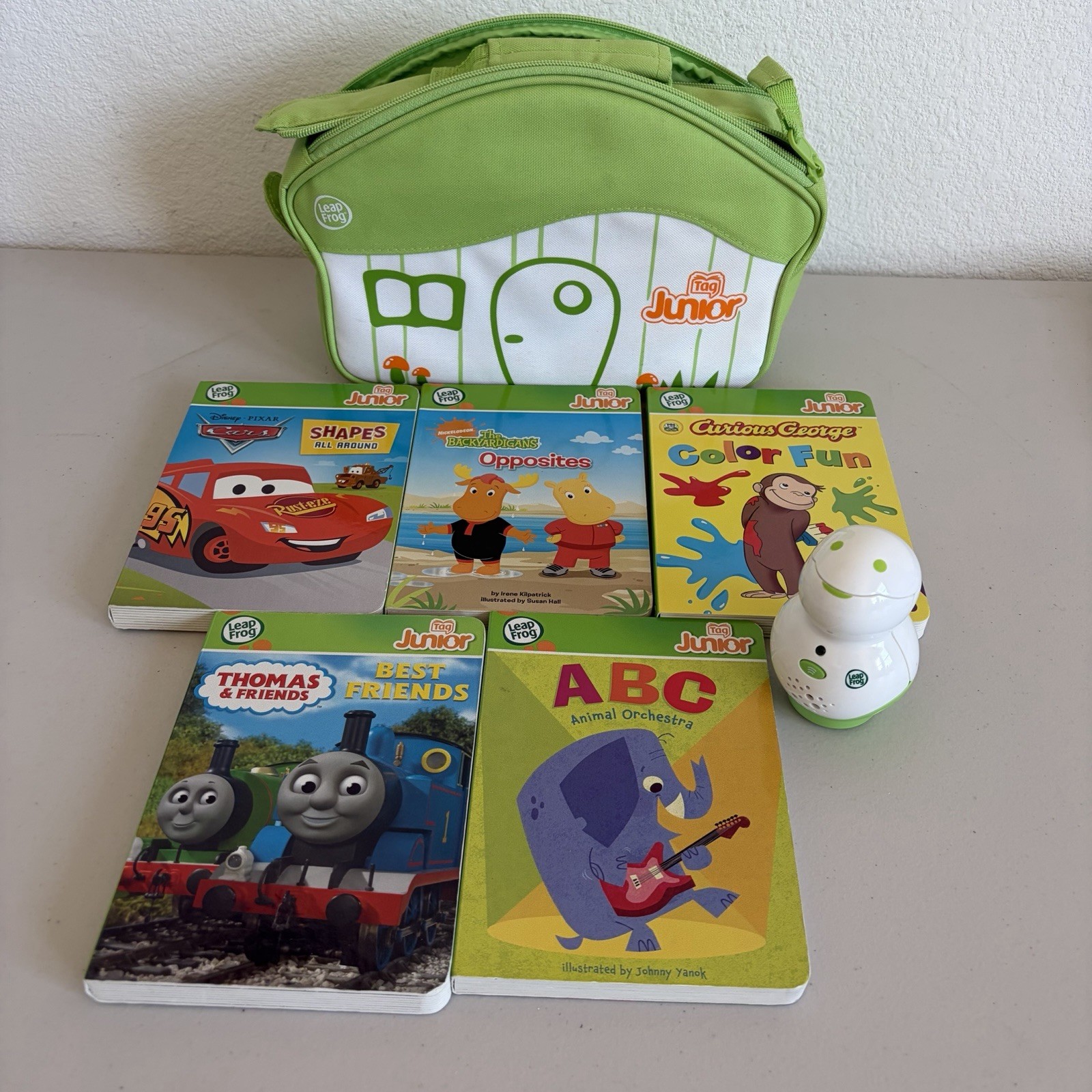 Leap Frog TAG Junior Reading System Kids + 5 Books With Reader & Tote Tested