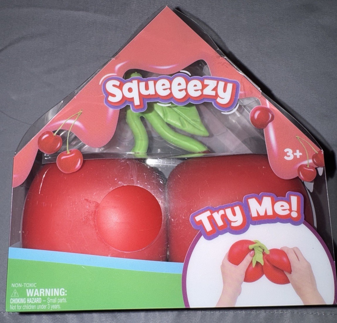 Sunny Days Squeezy Cherry Tactile Squeeze Toy Red Green 3+ 571075