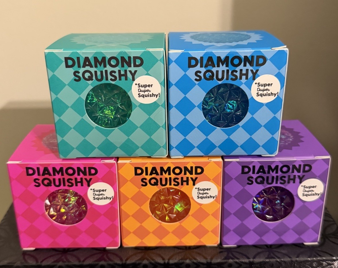 Lot Of 5 New J’adore Diamond Target Squishy Lot Pink Purple Orange Blue Teal