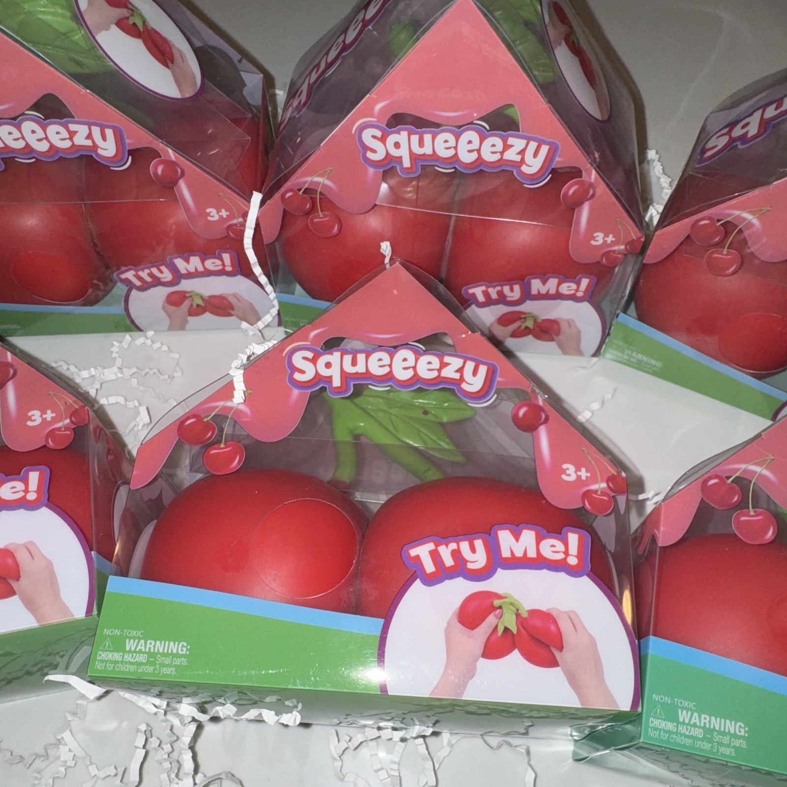 🍒 Sunny Days Squeezy Cherry Jumbo Size Squishy Toys Lot of 6 🍒