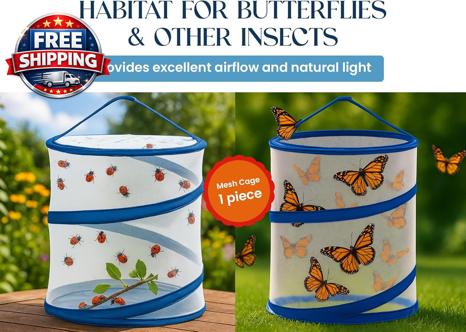 Pop-Up Insect and Butterfly Habitat Mesh Cage 11″X12″ Clear See through Butterfl