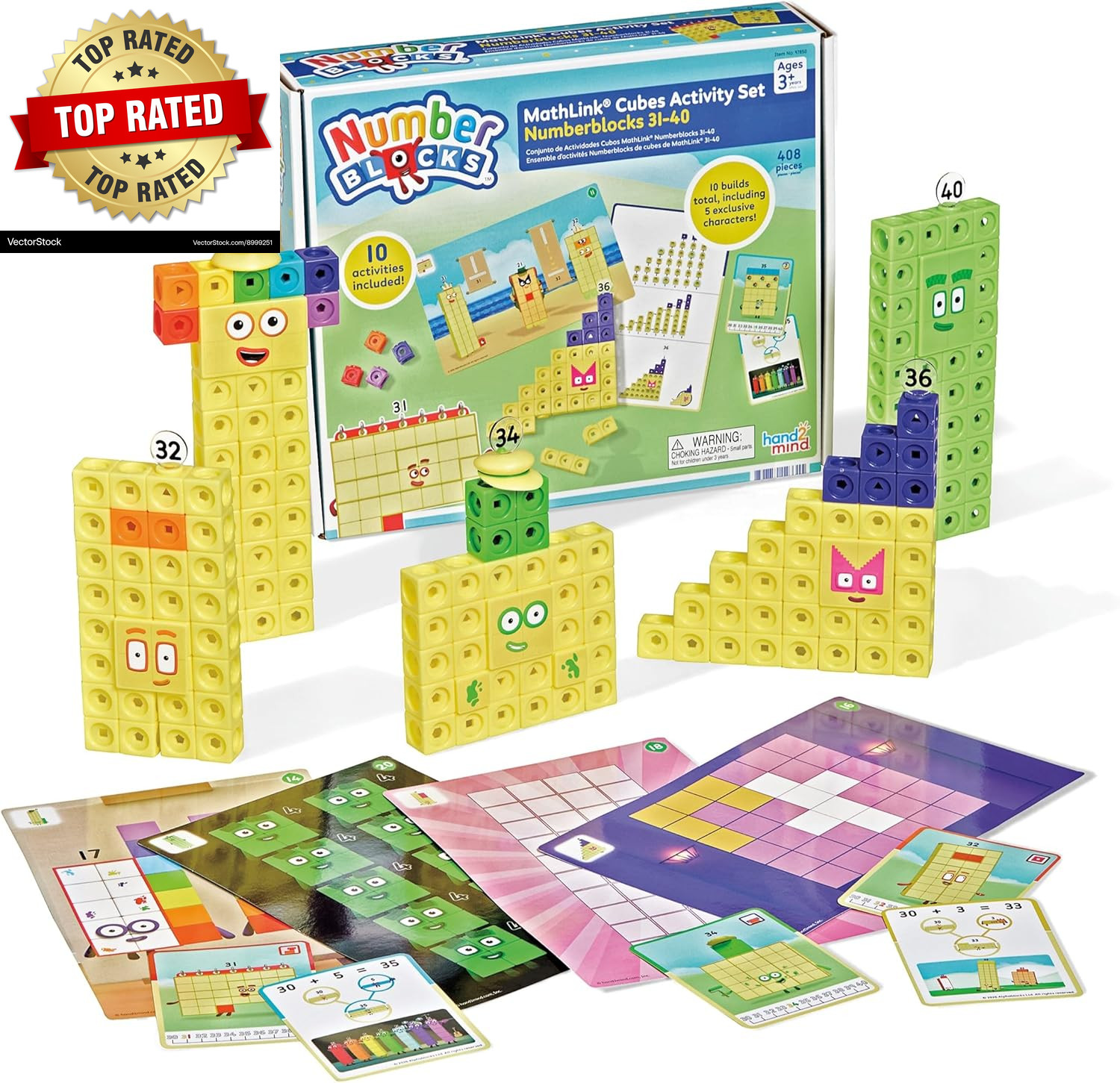31-40 Mathlink Cubes Activity Set – Learn Numbers & Early Math Skills, Preschool