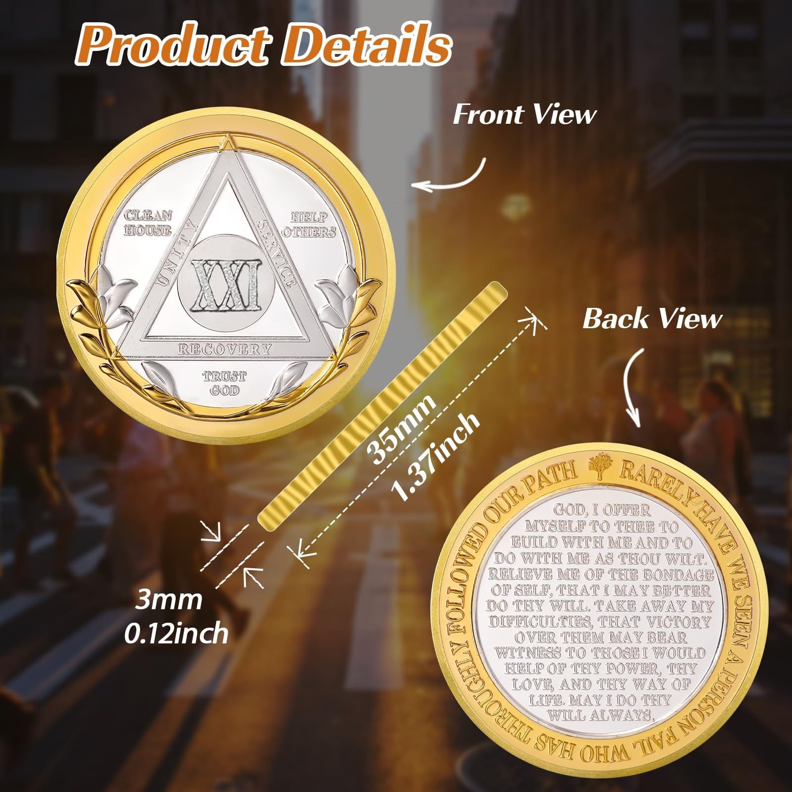 Victory Path 21 Year Sobriety Coin, Affirmation AA Chips, Addiction Recovery …