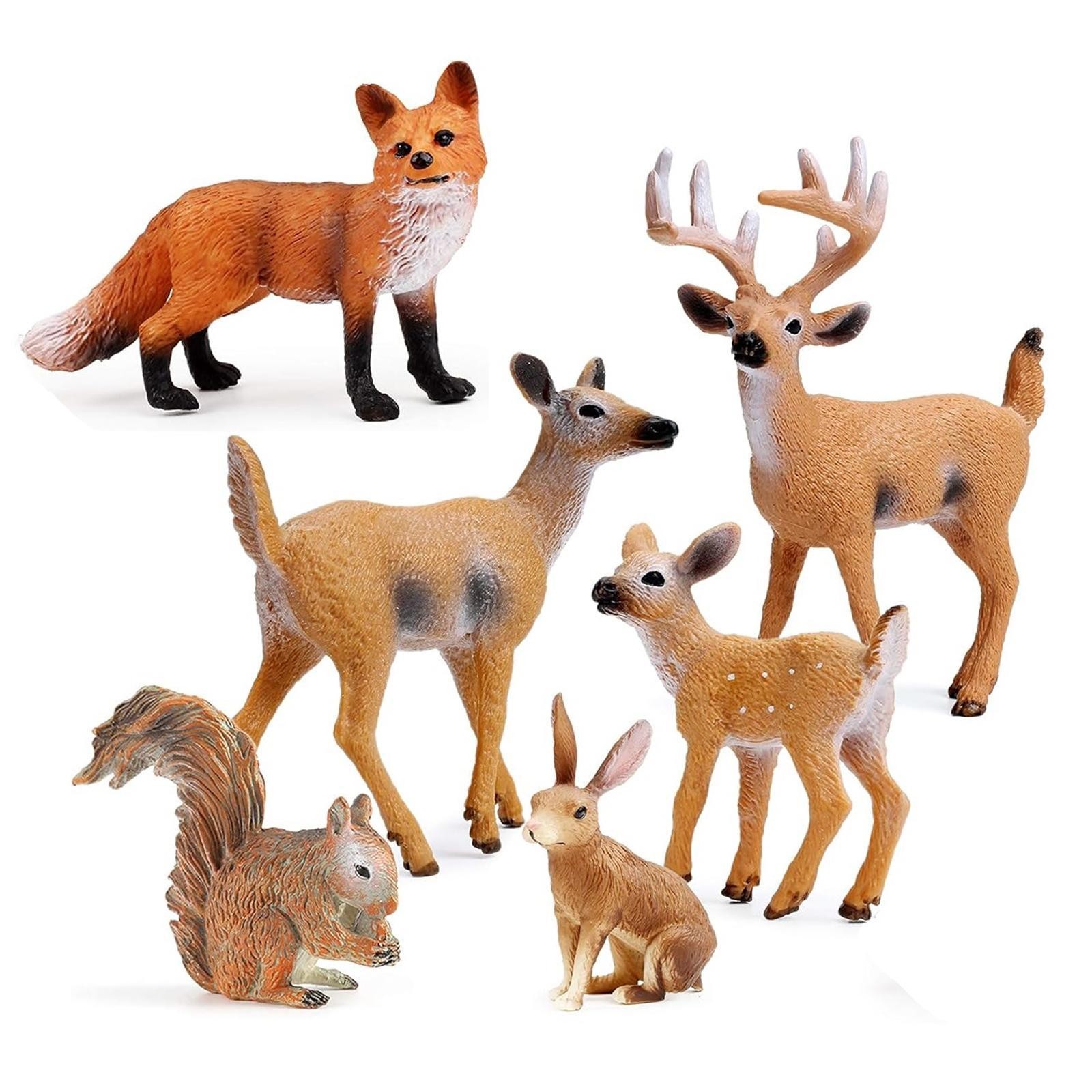 6x Jungle Animal Playset Miniature Toys Cake Toppers for Landscape Scene