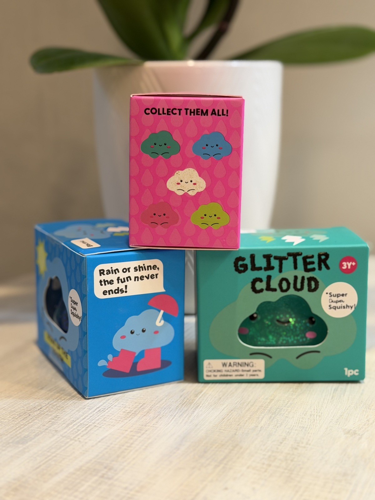 Lot of 3- NEW J’Adore Glitter Cloud Super Duper Squishy Tactile Squeeze Toy 🤩