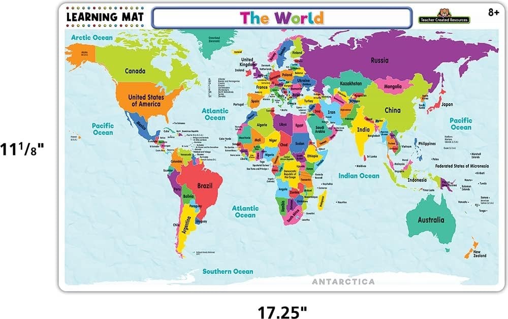 BPA Free Bilingual World Map Learning Mat – Engage & Educate Your Child