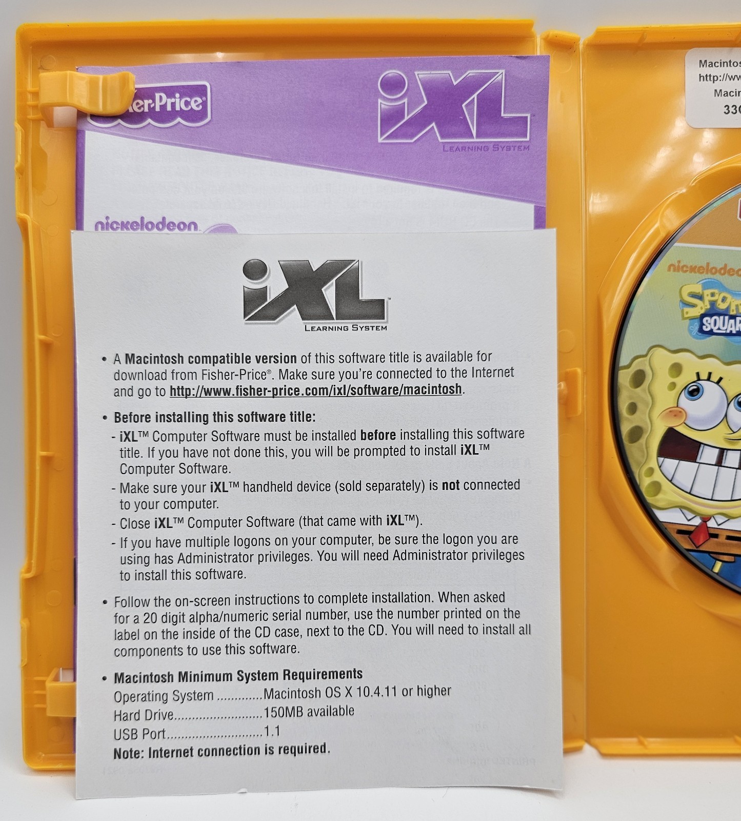 Fisher‑Price iXL Nickelodeon SpongeBob SquarePants Learning System CD 3–7 Years