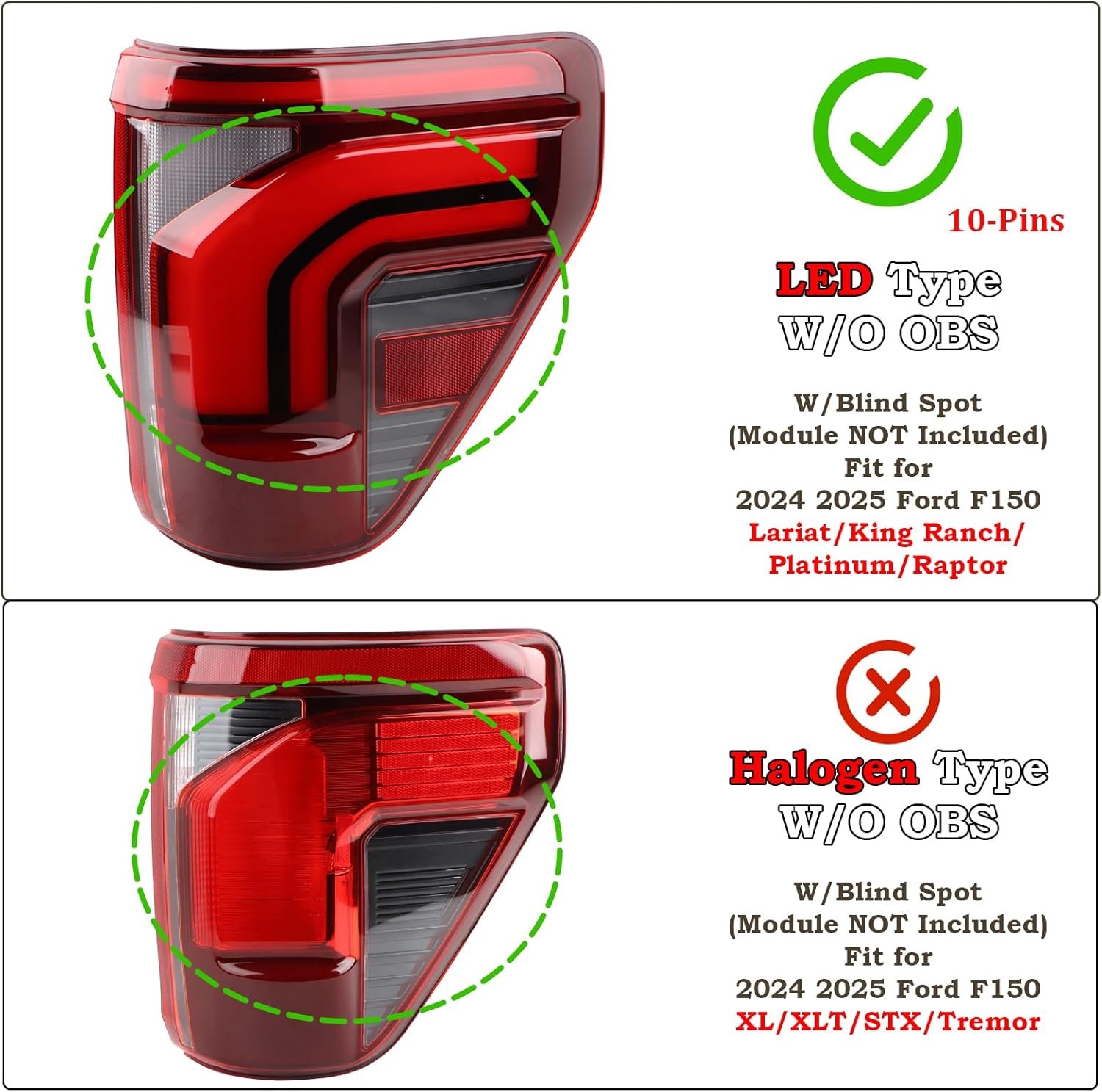 2024-2025 Ford F150 Full LED Tail Light Right Passenger w/ Blind Spot
