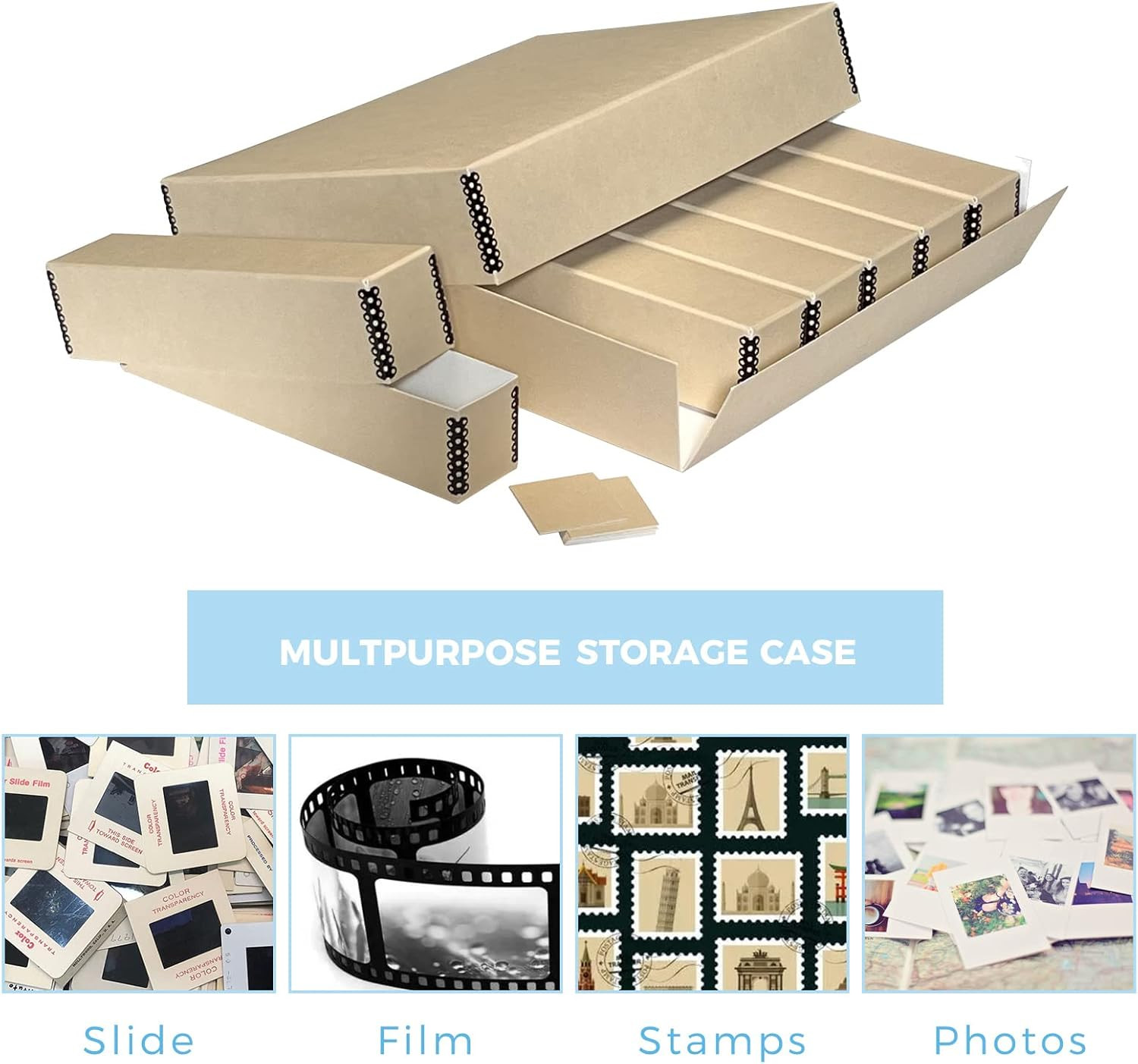 , Archival Slide Storage Box 15.5″ X 11.5″ X 3″, Holds up to 840 Films, with 6 I