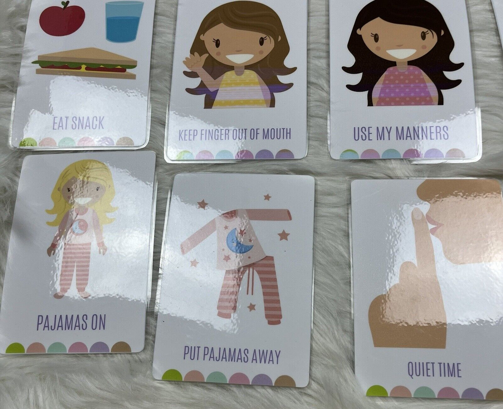 Lot of 29 Flash Cards Chores Laminated Homeschool Visual Picture Rounded Edges