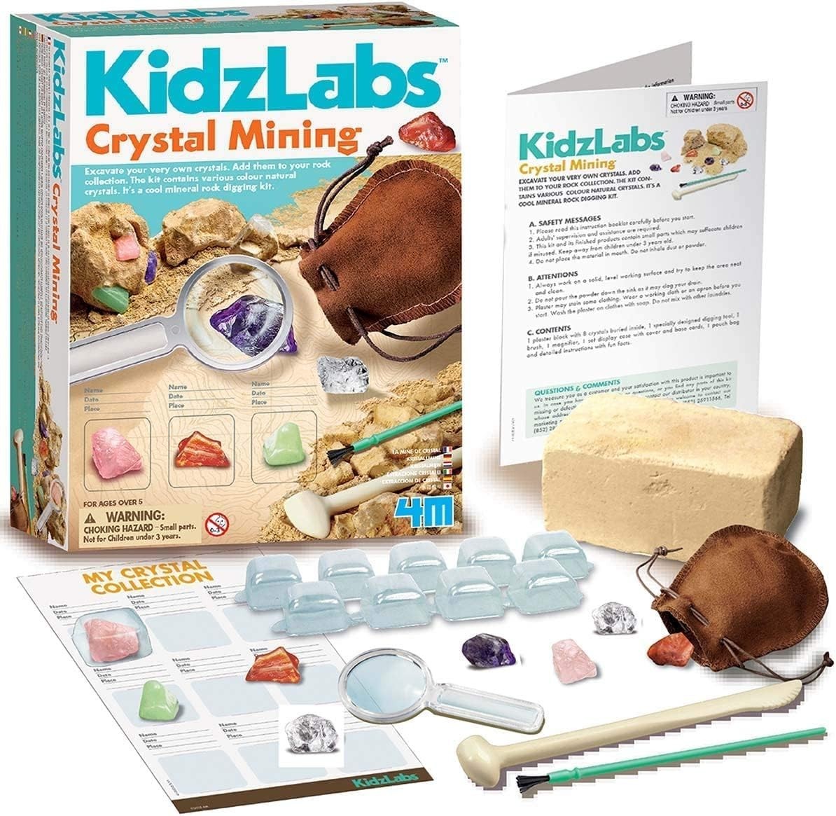 KidzLabs Crystal Mining Kit DIY Science Dig Gemstones Ages 5+ Educational STE…
