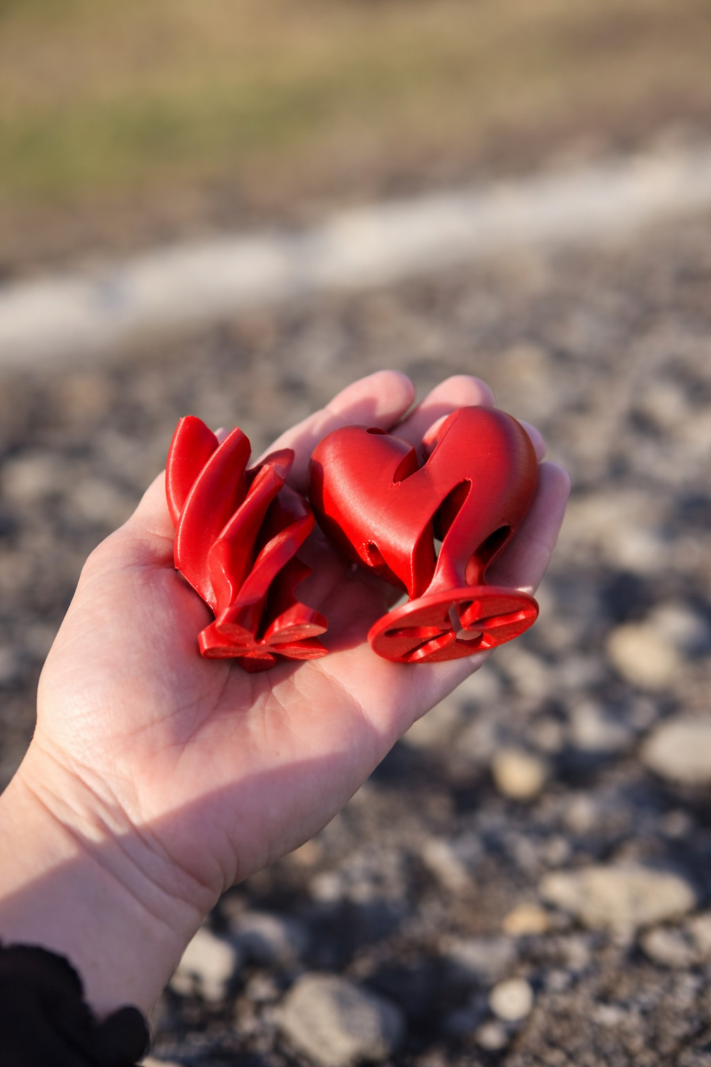 Fidget Toy Red vortex heart 3D Printed for Valentines Day 2.61 H x 2.5 inches W.