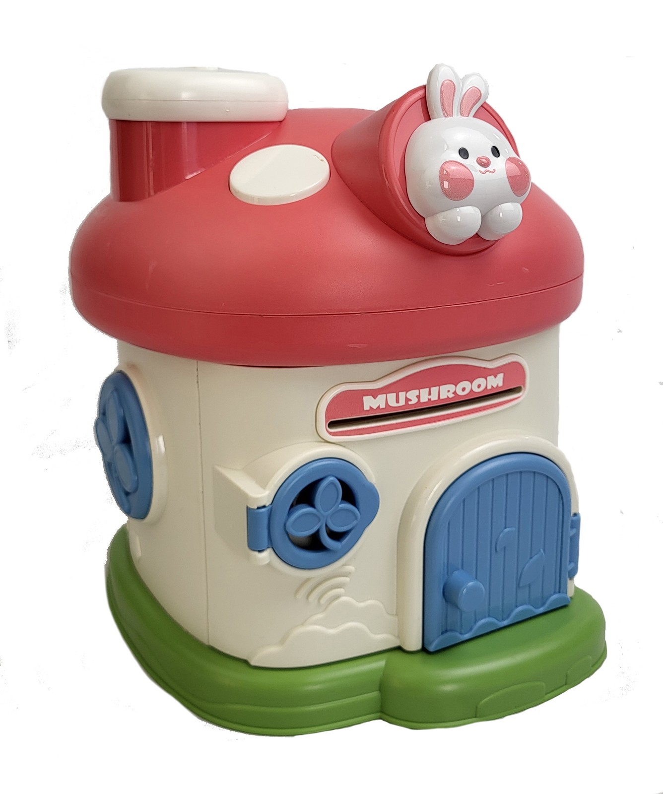 Lockable Kids Piggy Bank Mushroom Coin Box 2 Keys ASTM Non-Toxic Vinyl USA