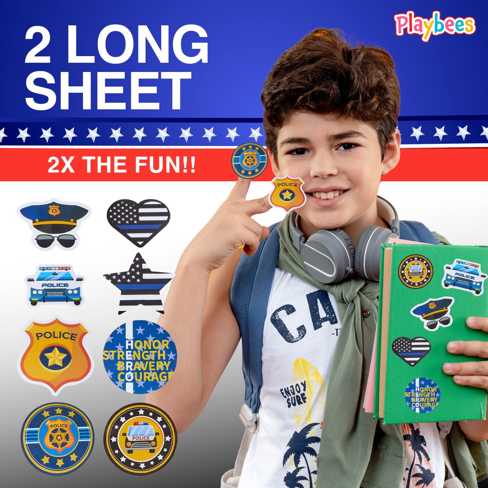 Police Stickers for Kids – 200 Pack of Law Enforcement Themed Designs