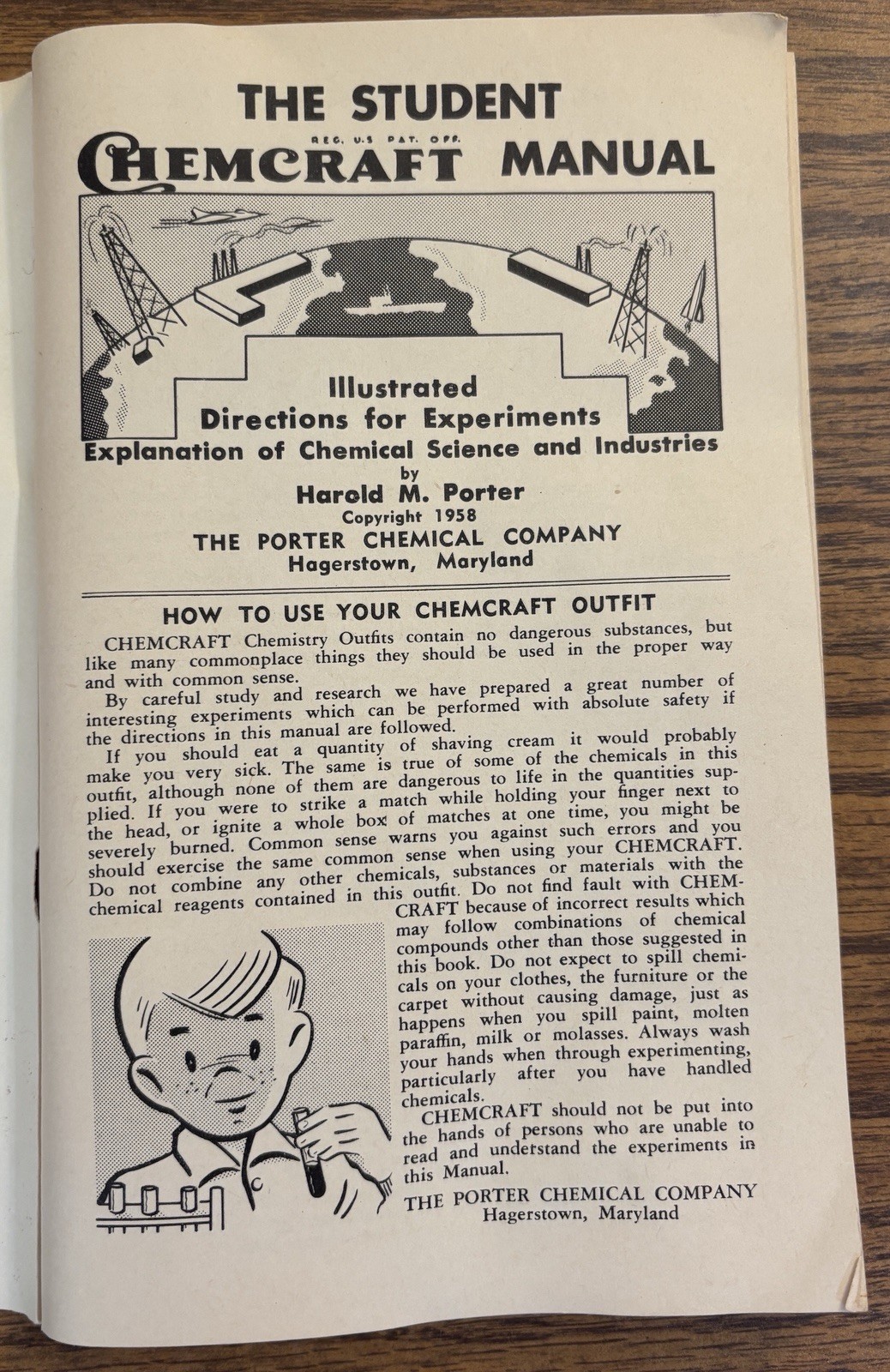 PORTER SCIENCE Chemcraft #608 Chemistry Lab c. 1958 w/ Manual 415 Experiments