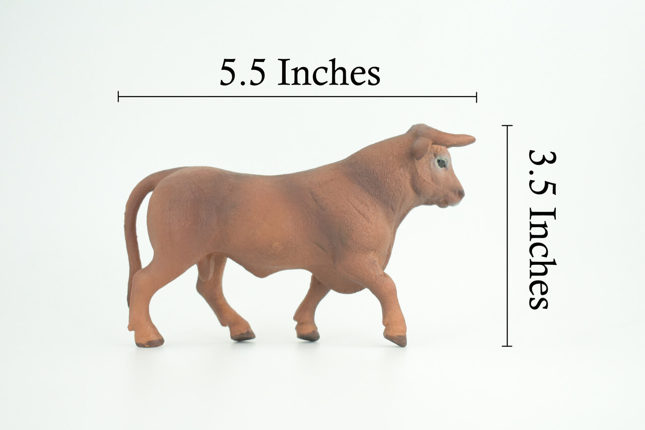 Spanish Fighting Bull Toy, Hand Painted Rubber Cow, 5 1/2 Inches CH936 BB206