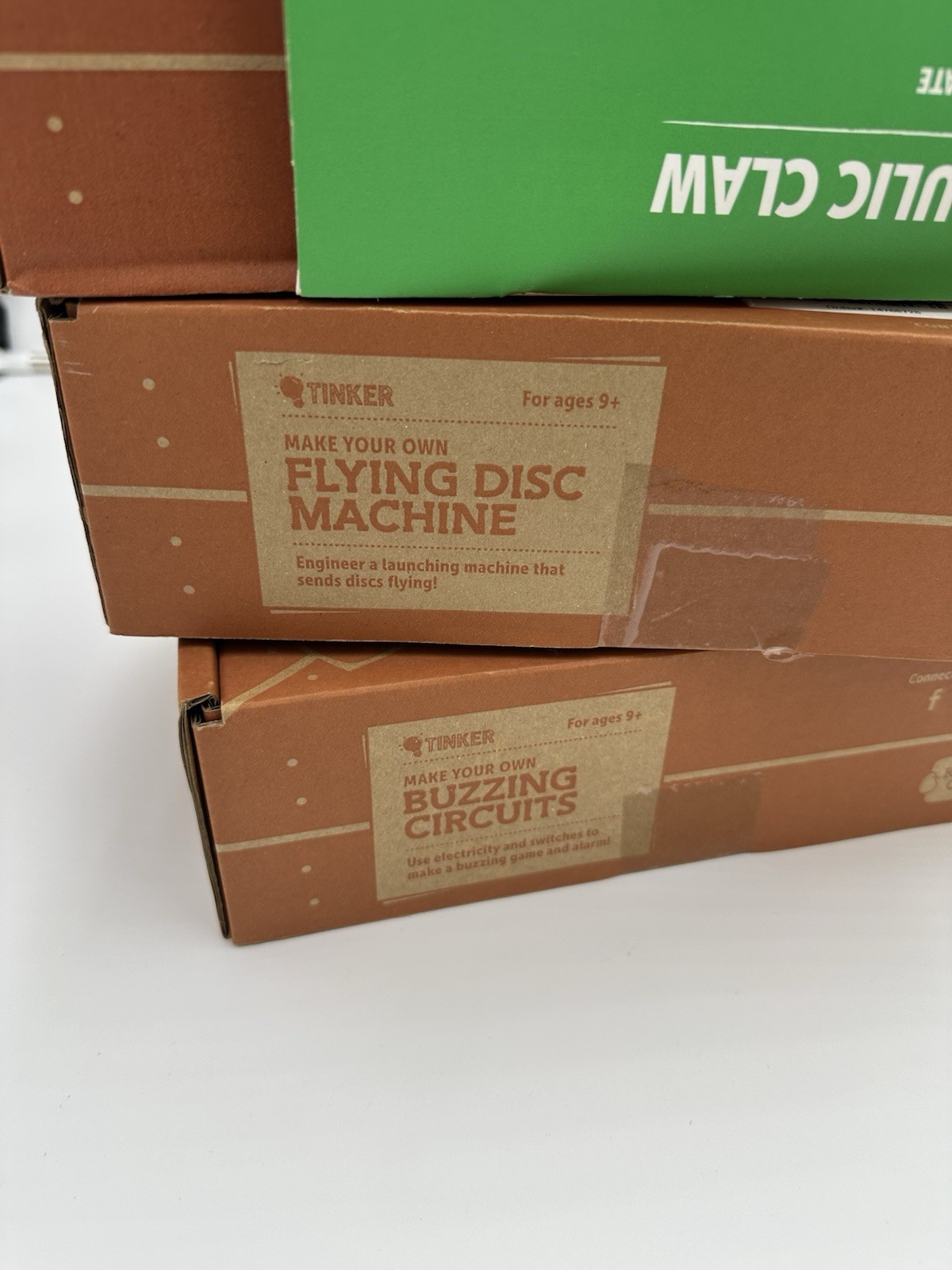 Lot Of 3 Kiwi Co Tinker Crate STEM Hydraulic Claw Buzzing Circuits Flying Disc