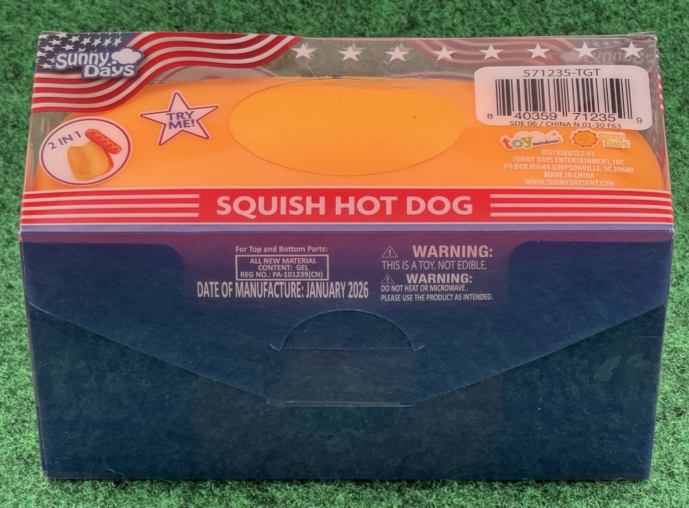 Toymendous Sunny Days Squish Hot Dog 2 IN 1 Hotdog & Bun- New In Box