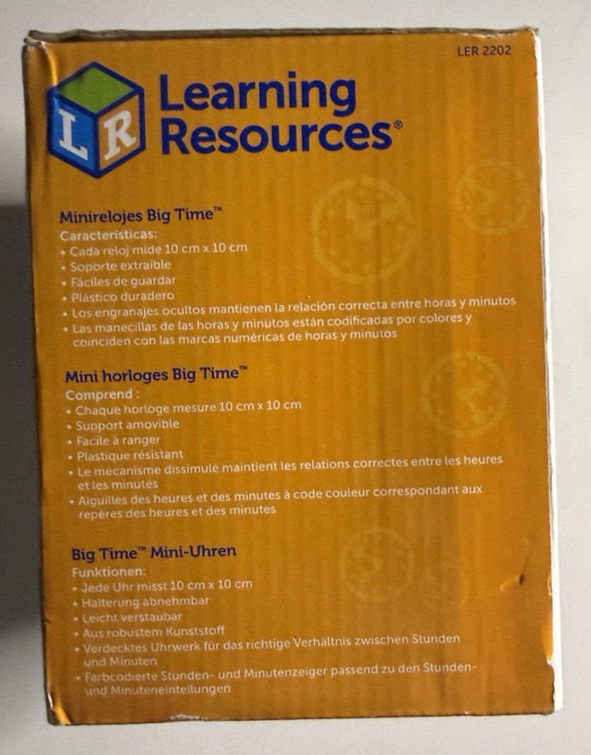 Big Time Geared Mini-Clocks For Time Telling & Math Skills Set of 6