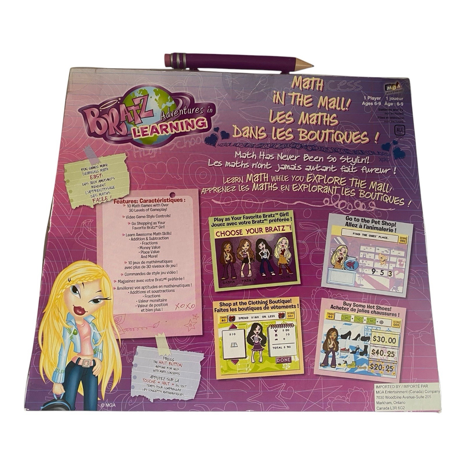 Bratz MGA Adventures In Learning “Math In The Mall” Plug & Play TV Game Lips