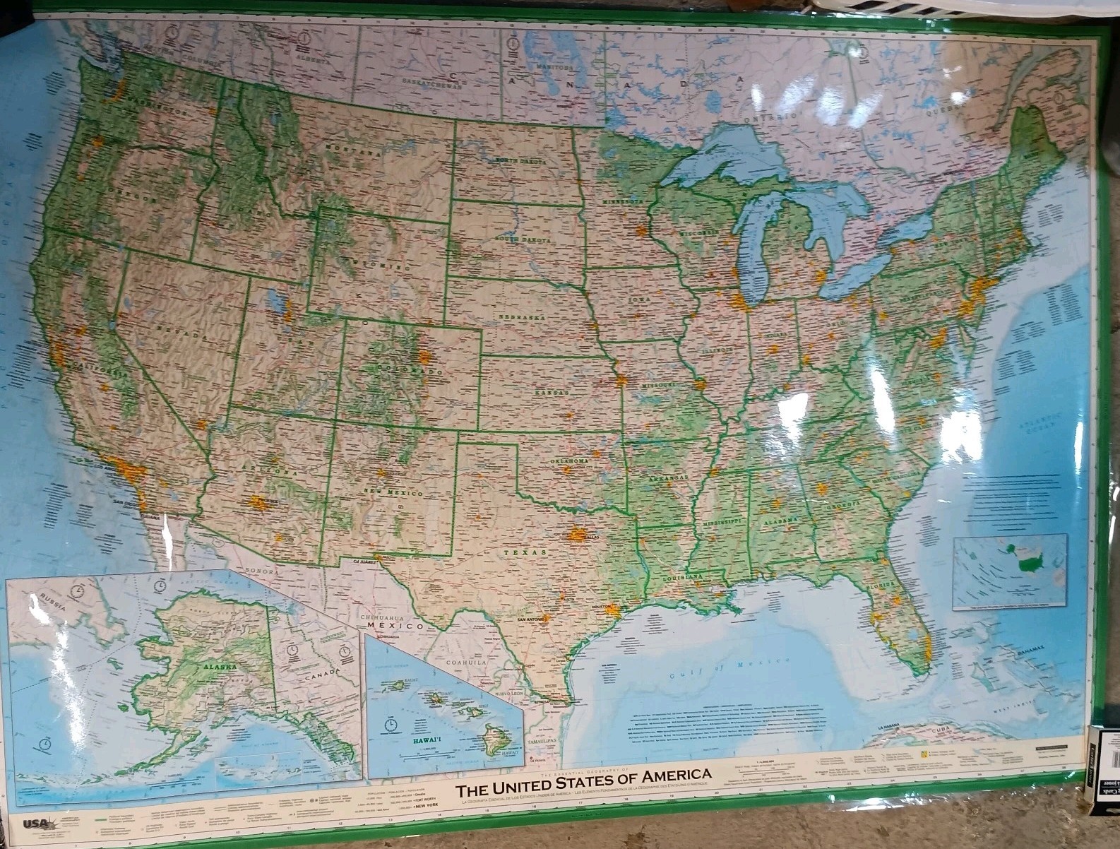 Classroom Laminated Map Of The United States 50″x35″ Imus Geographic (Detailed)
