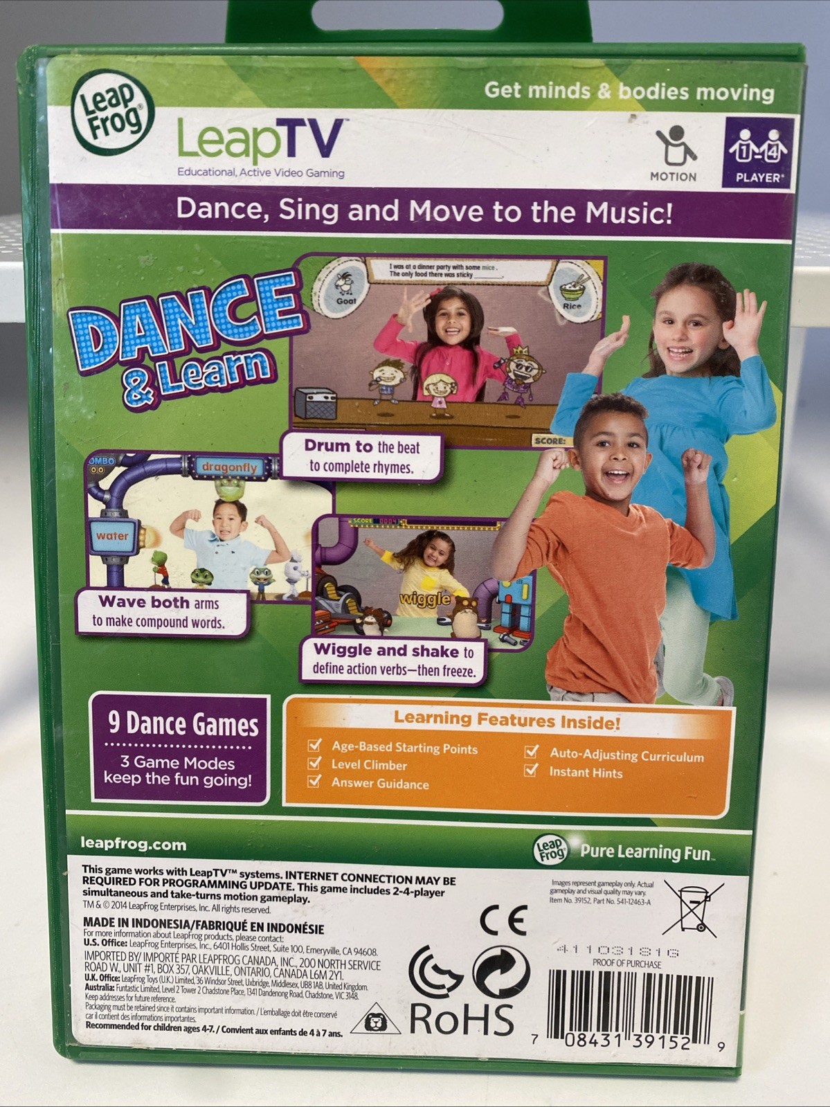 Leap Frog Leap TV Dance & Learn Reading 4-7 Years Educational Active Video Game