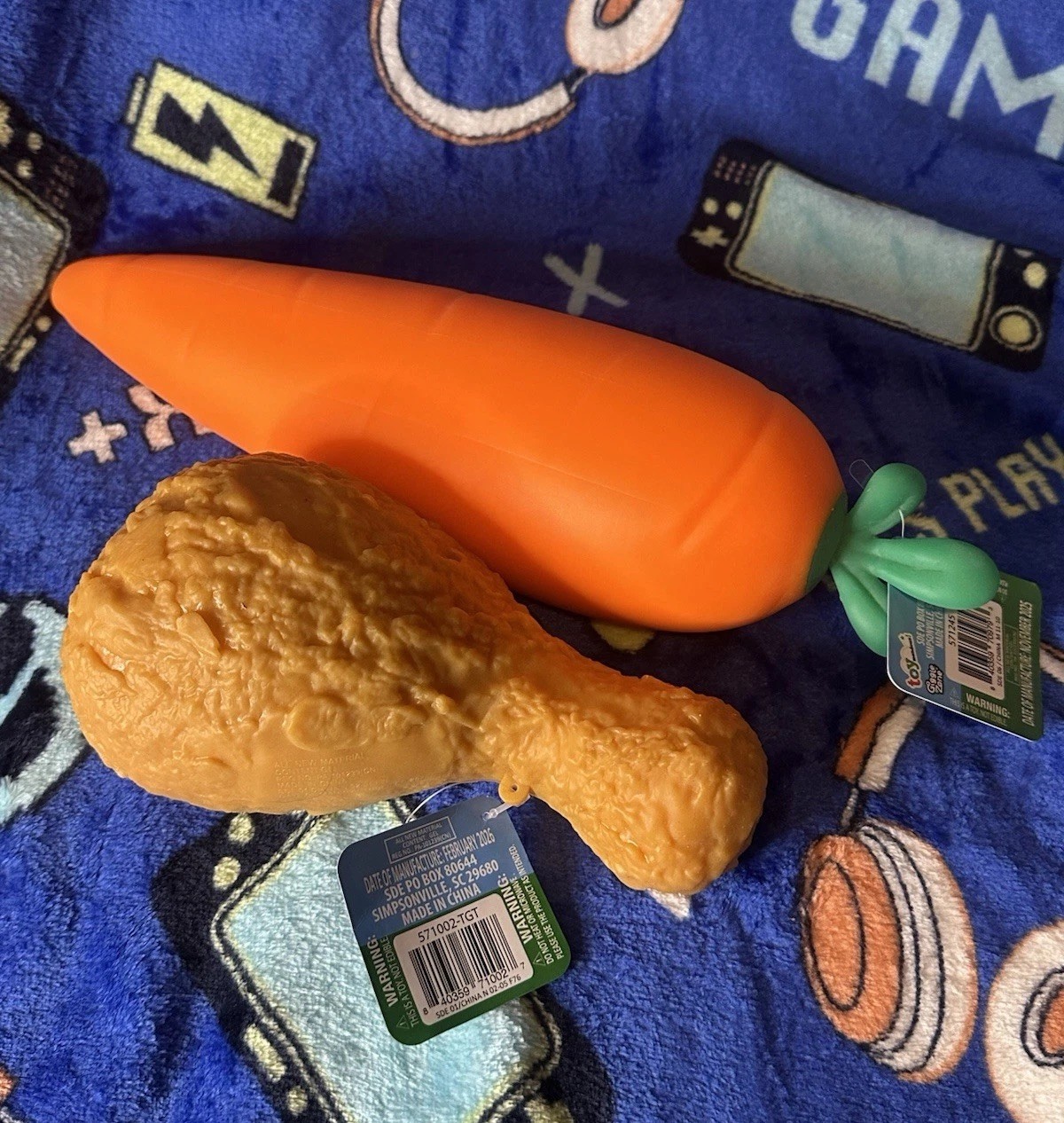 LOT OF 2 Squishy Squeeezy Carrot & Fried Chicken Leg Sunny Days Brand New Viral