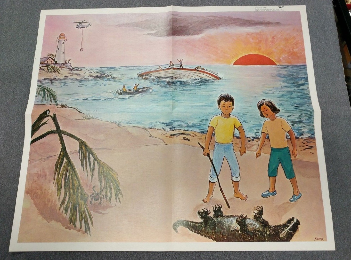 Peabody Vintage Girl On Roof And Sinking Boat 1967 School 2 Sided Poster Lot #19