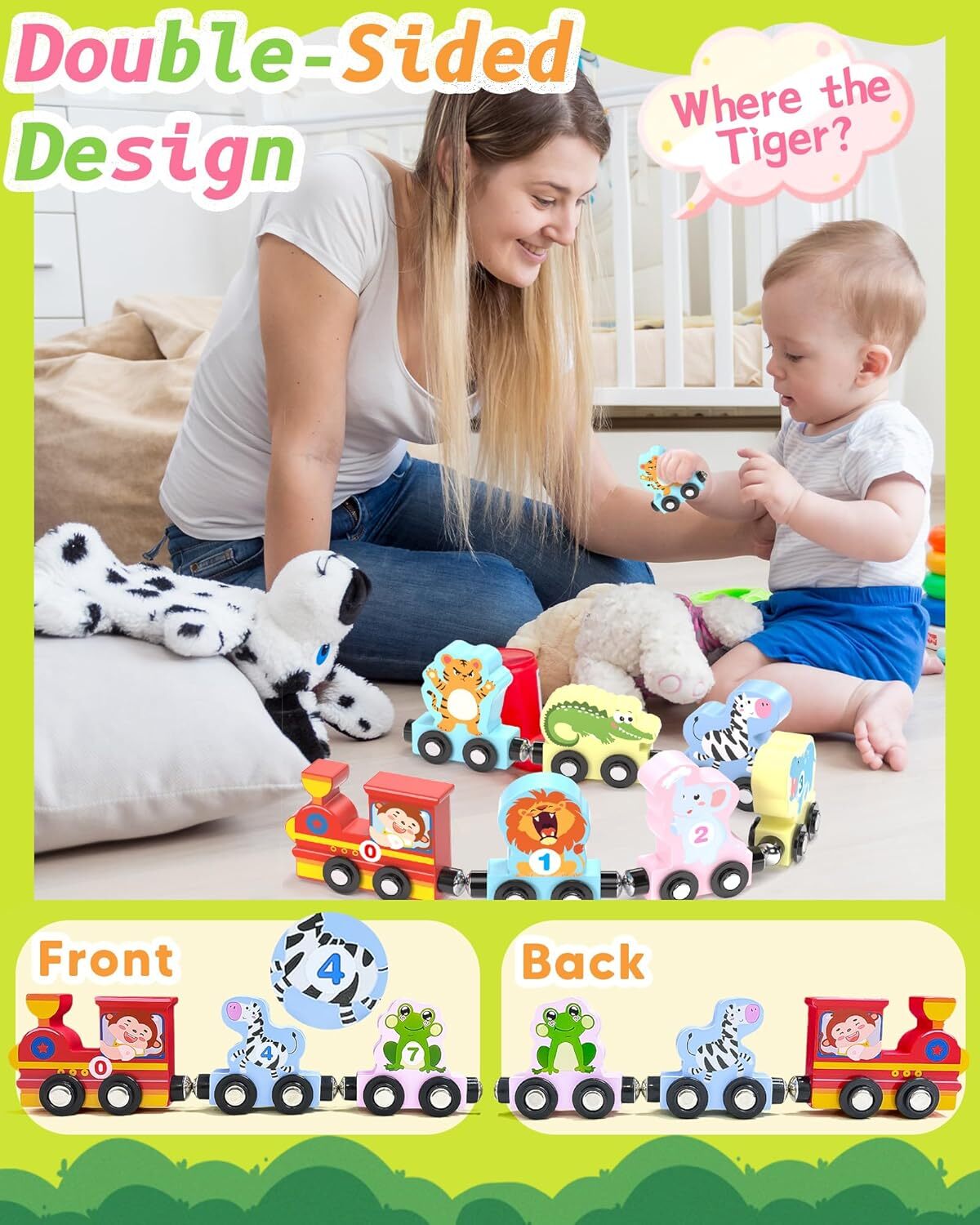 11 Pcs Magnetic Train Set Montessori Toys for 1 2 3 Years Old Toddlers Boys Girl