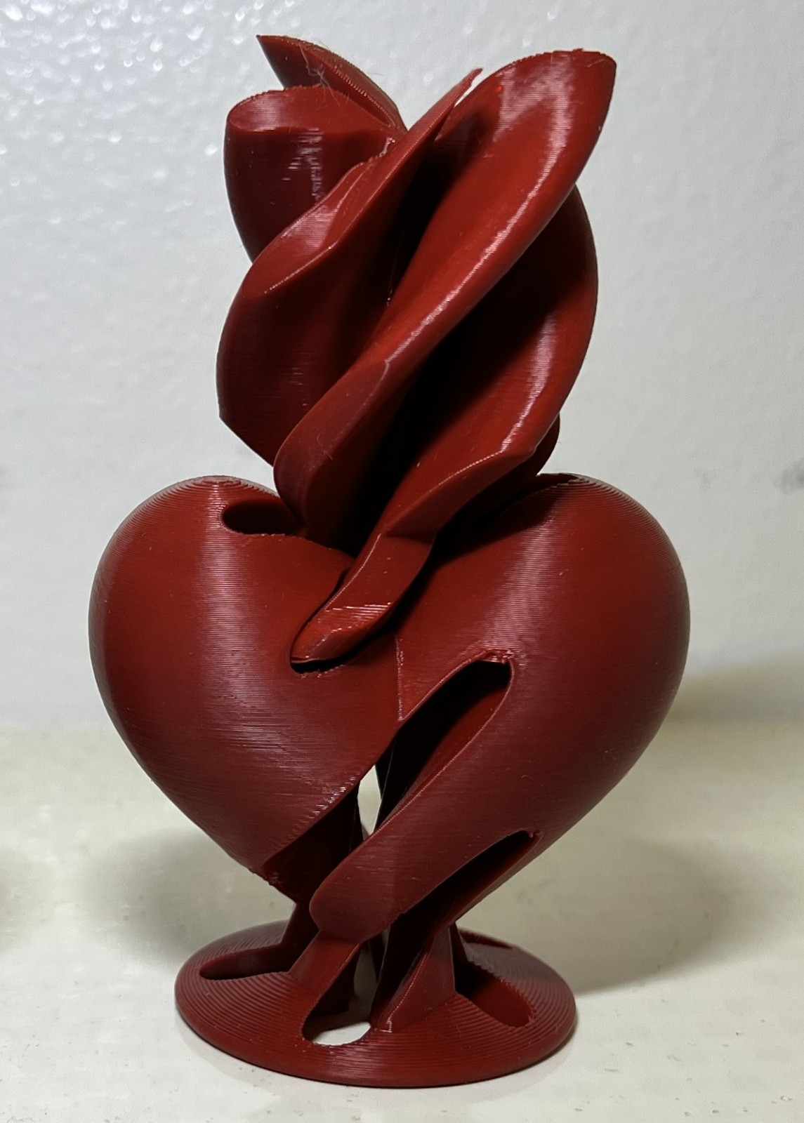 Fidget Toy Red vortex heart 3D Printed for Valentines Day 2.61 H x 2.5 inches W.