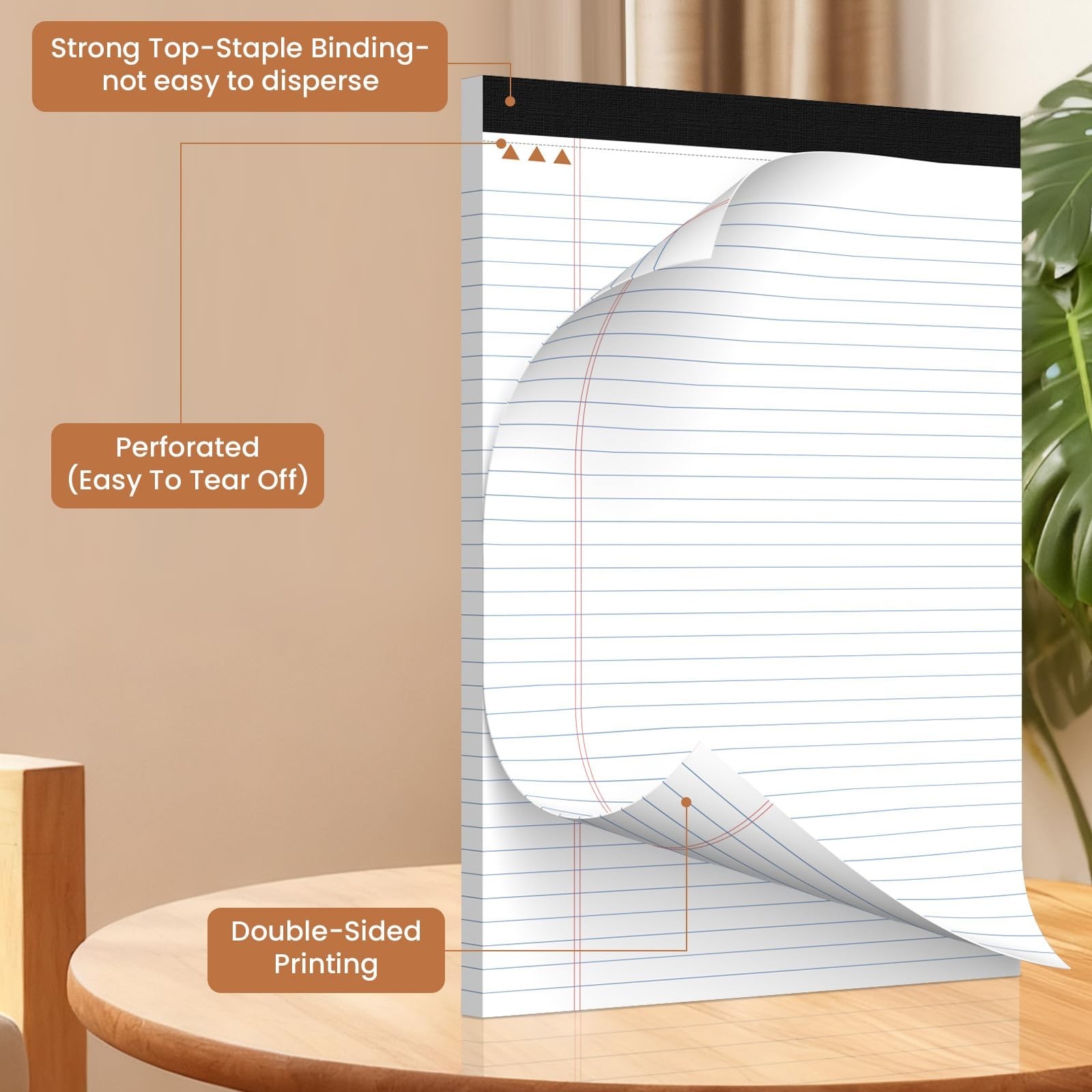 2Packs Legal Pads 8.5 x 11 Inch, 50Sheets/Pack, College Ruled & Perforated Wh…