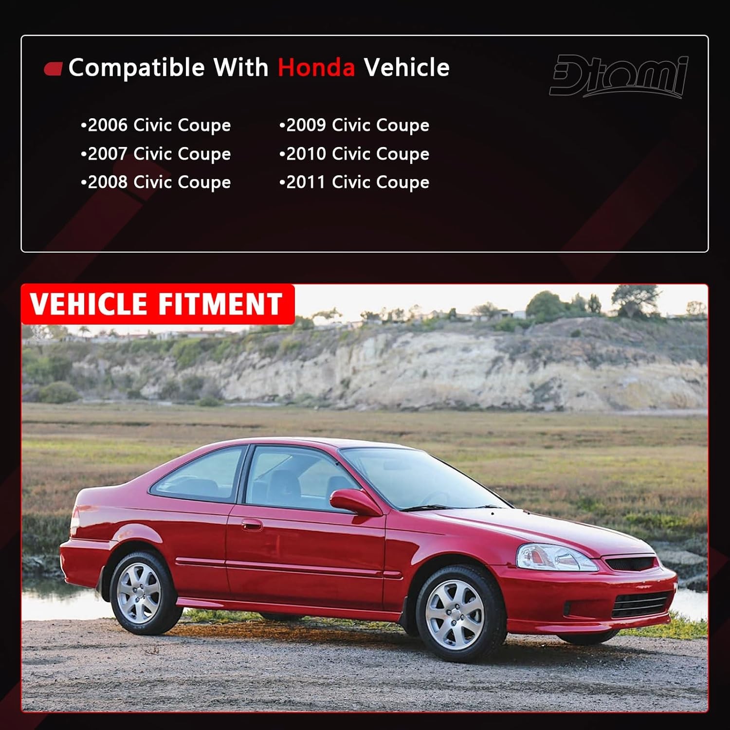 Front Door Window Belt Molding Weatherstrip Left and Right Compatible with Honda