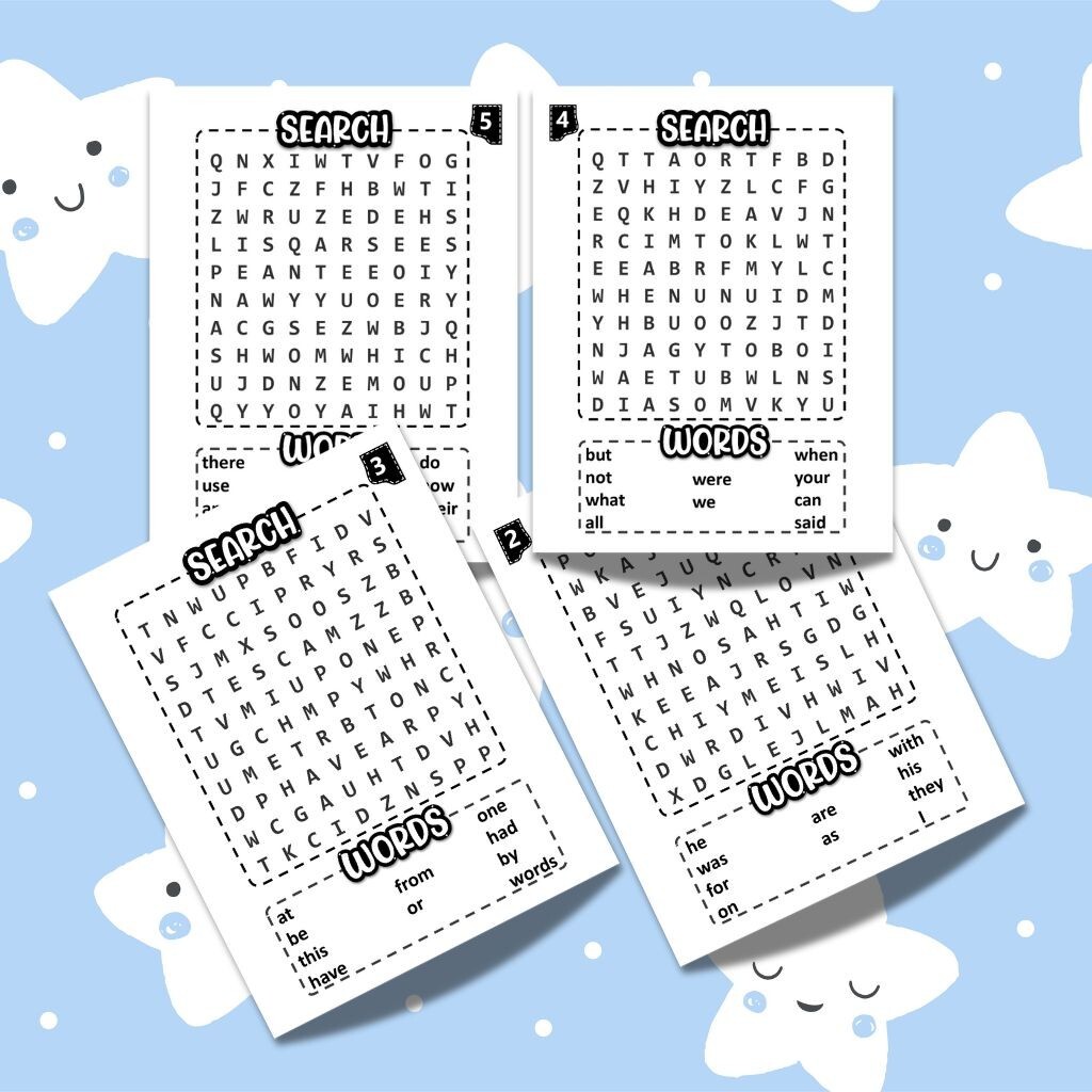 Sight Words Word Search Activity worksheets for Kids Ages 4-8 – Printable