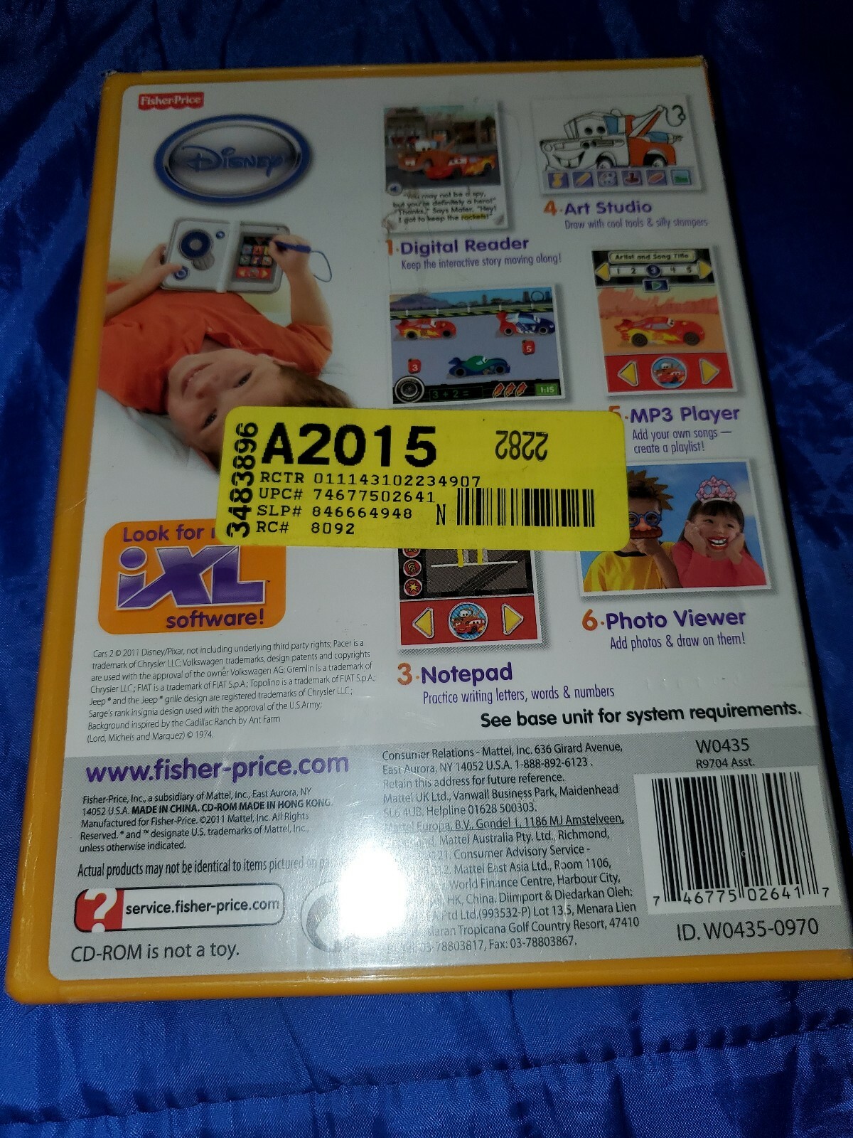Fisher-Price Disney Pixar Cars iXL Learning Center Software Game [NEW & SEALED]