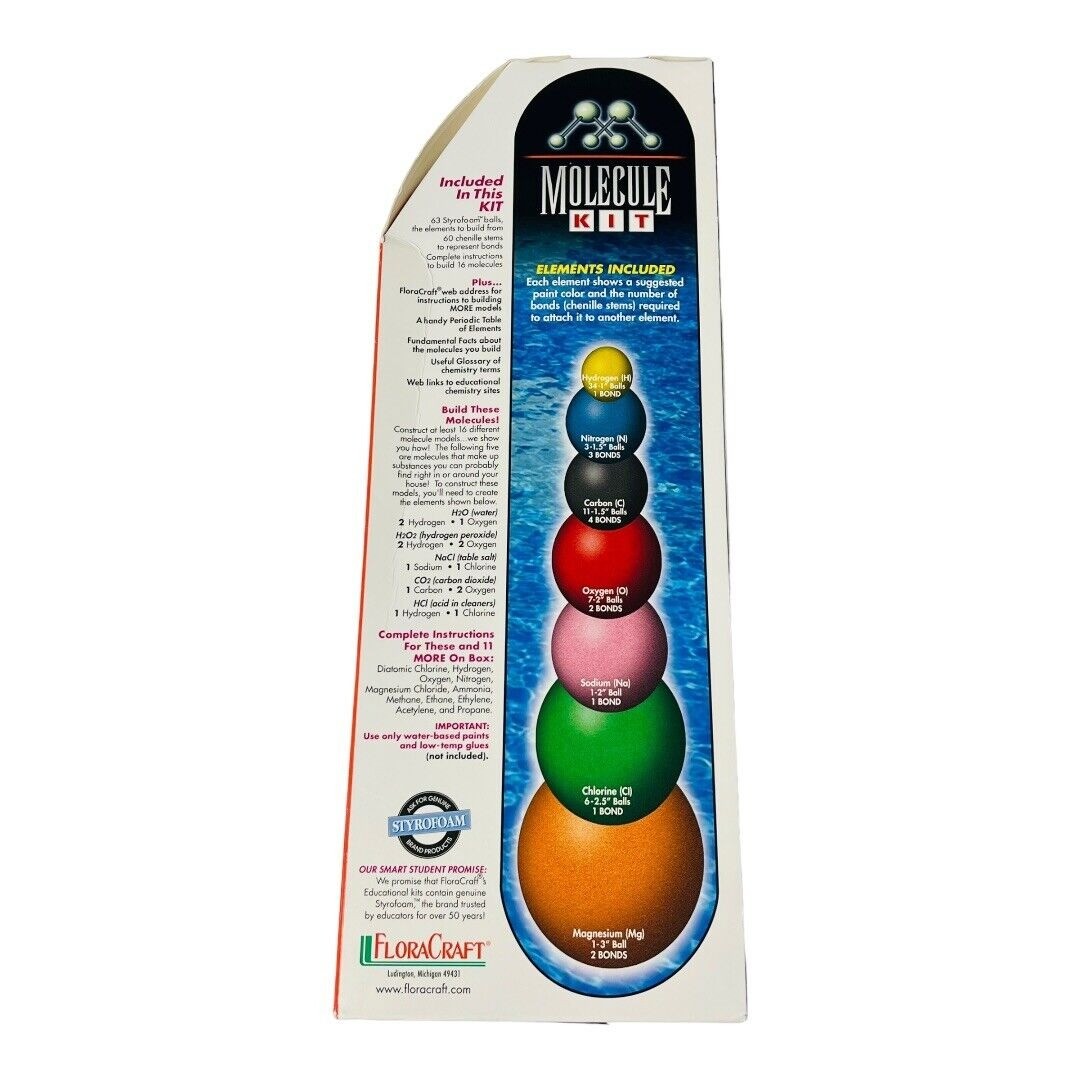 Molecule Kit~The Elements of Fun Learning Ages 12 & up~FloraCraft MK2003P L2 18