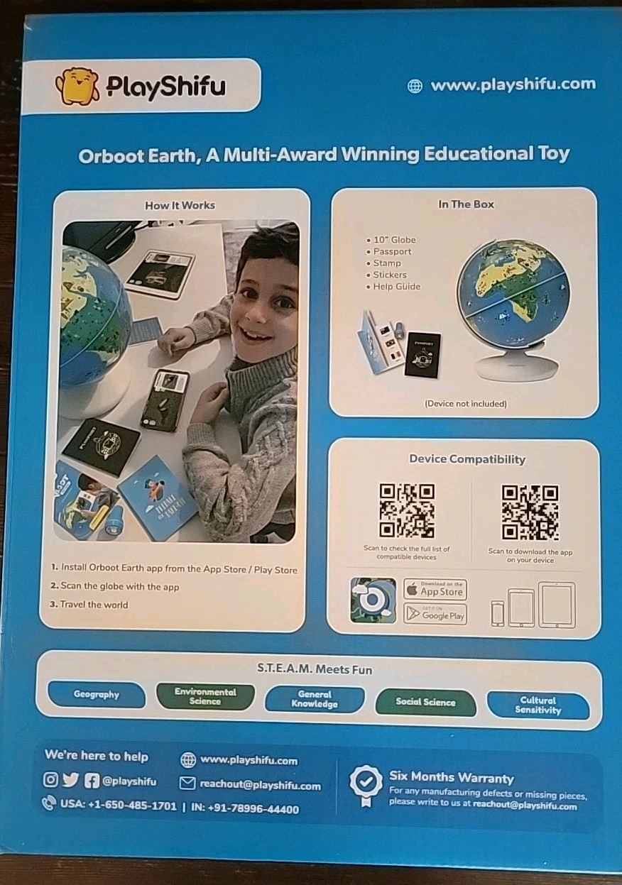 PlayShifu Orboot Earth World Globe Interactive AR Kids STEM Pre-School **Read**