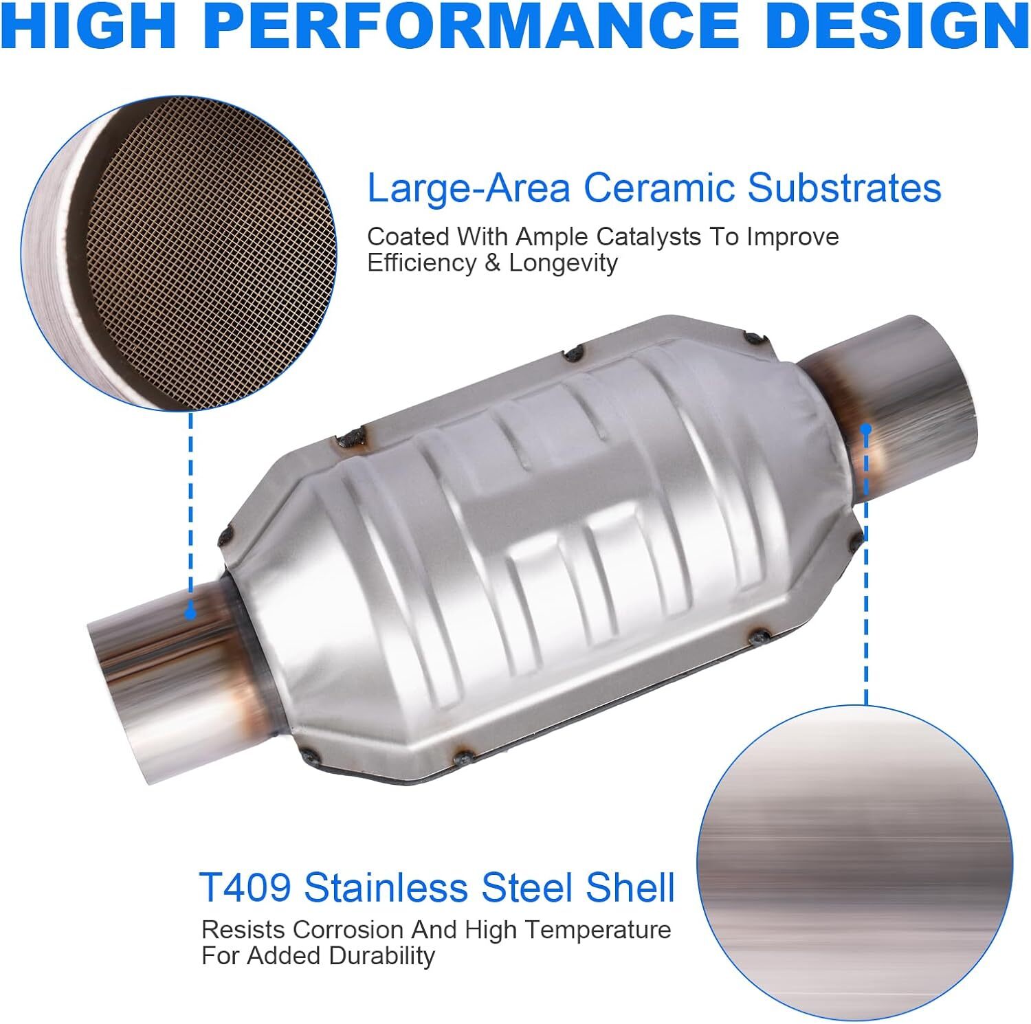 2.5″ Universal Catalytic Converter, 2.5 Inch Inlet/Outle Cat Converter with O2