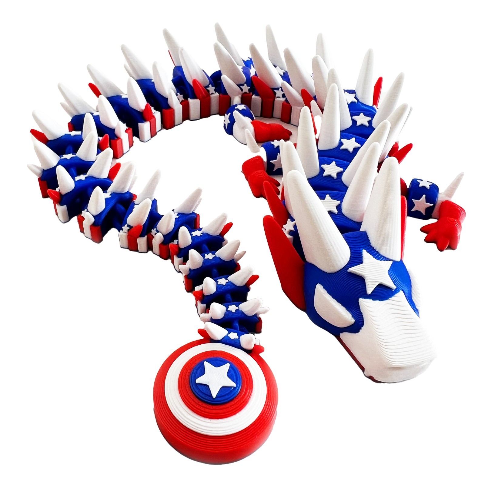 3D Printed dragon America captain Articulated flexi Sensory Toy